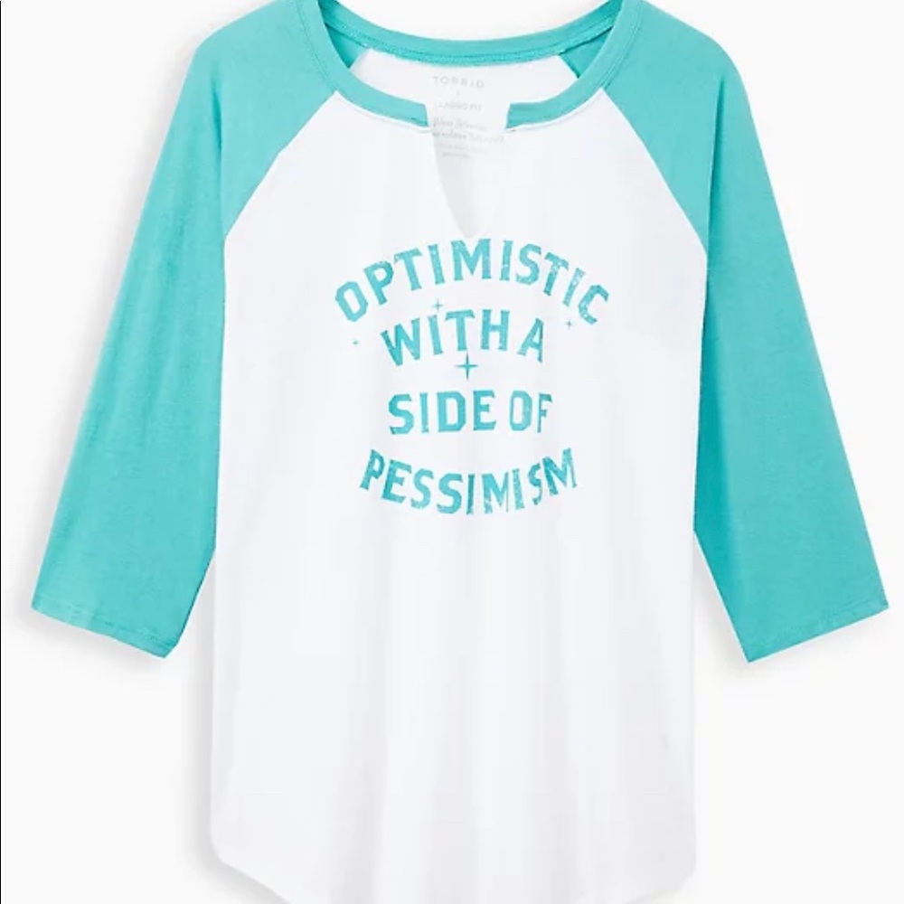 NWT Torrid White & Turq Raglan Shirt Size 0